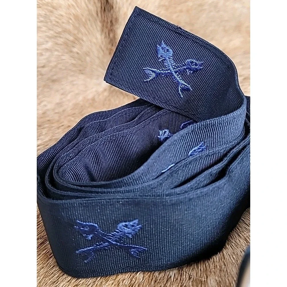 Vineyard Vines Men's‎ Size M Belt Navy Blue Fish Bone Skeleton D-Ring Ribbon